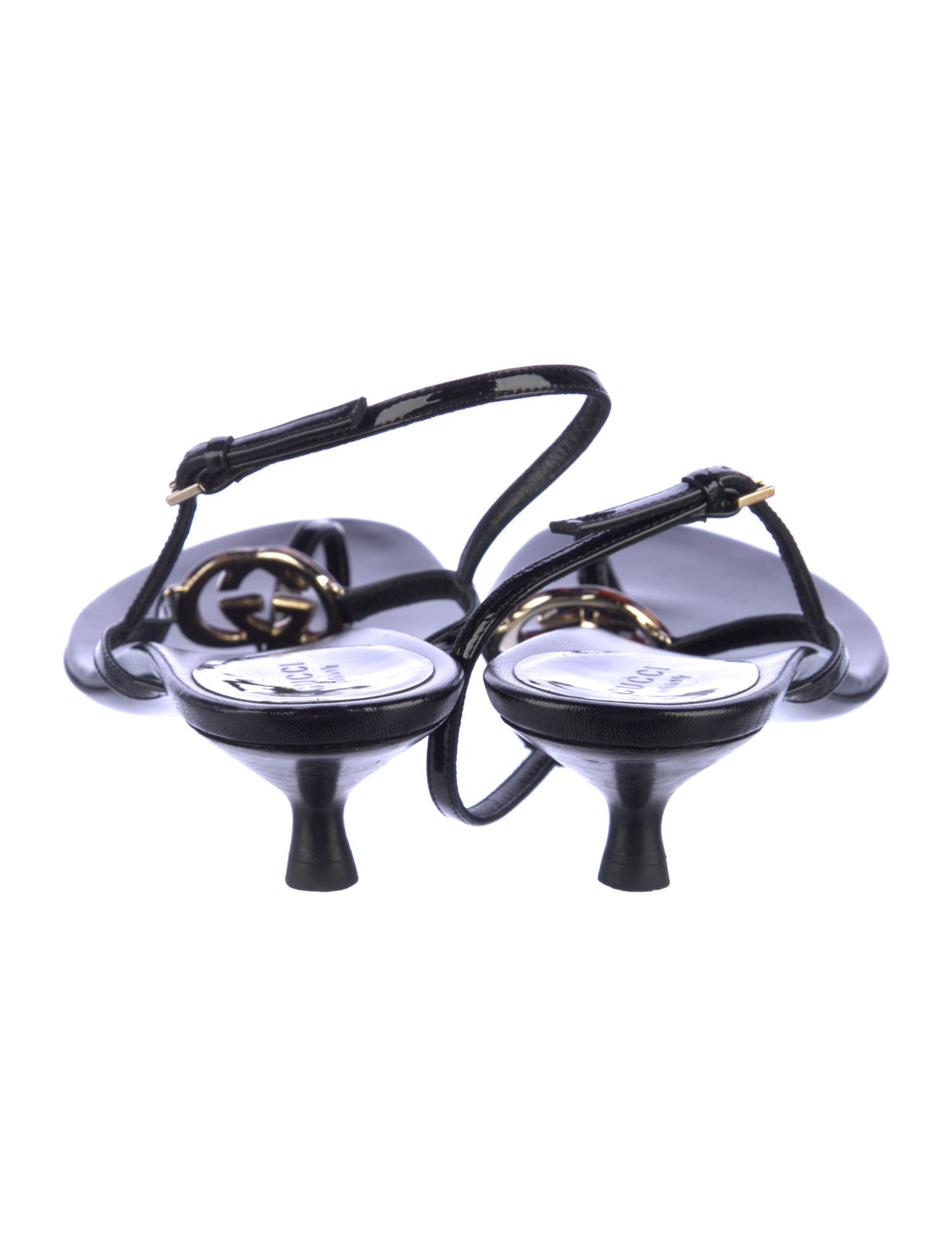 Gucci Interlocking G Logo Leather Slingback Sandals